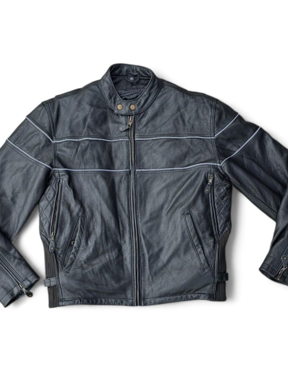 Bikers Dream Apparel Mens Leather Motorcycle Jacket Black Size 42 L